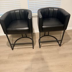 Countertop black faux leather bar stools