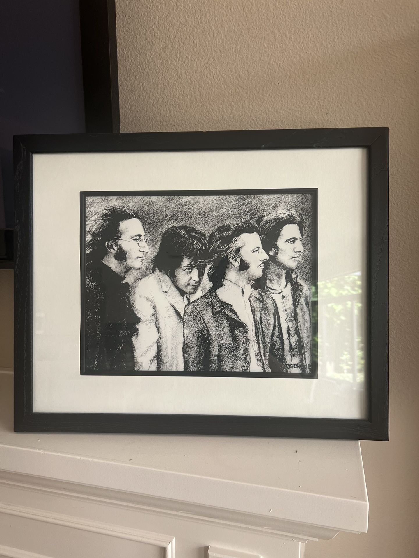 Beautiful Black Framed Beatles Drawing