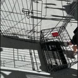 Small dog kennel, play pen and two bowls