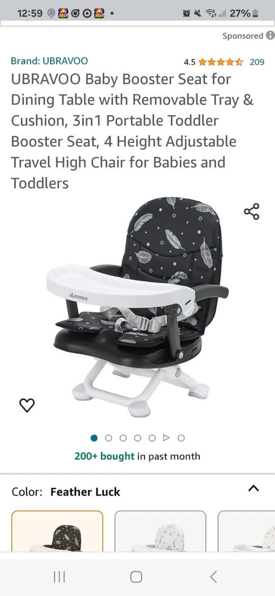 Baby/Toddler Portable Booster/feeding Chair