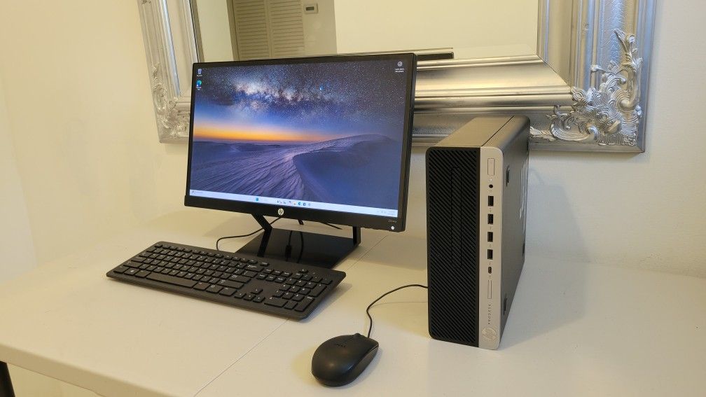 FAST HP Prodesk 600 G4 SFF Business, INTEL QUADCORE - I3 8th Gen, 16GB DDR4, 256 MVME SSD and 1TB HDD, HP 22" HDMI Wi 11PRO.