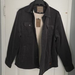 Men's Large Corduroy Flannel Jacket Gray Stretch Jachs Sherpa