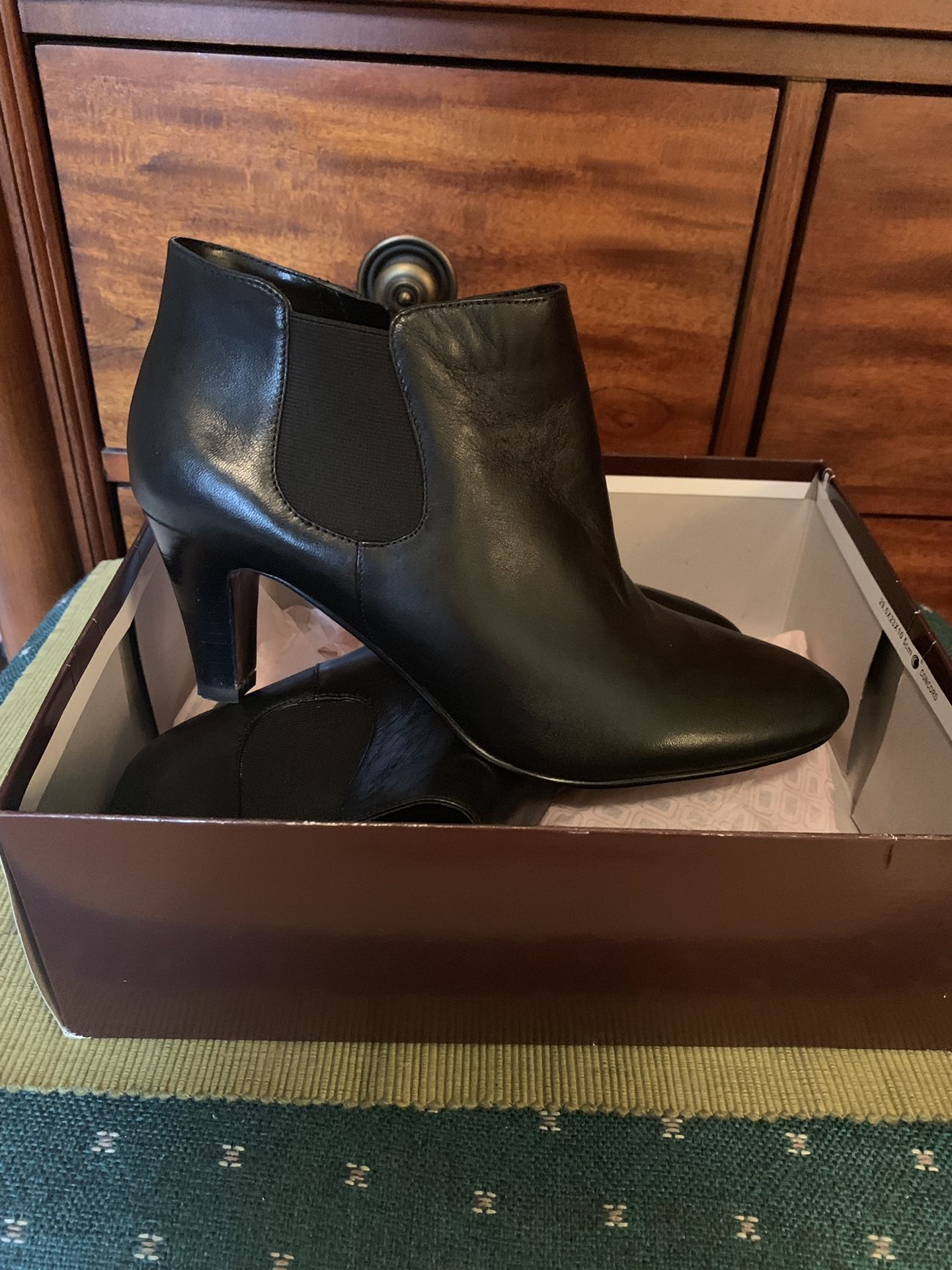 Brand New Black leather Booties (size 9)