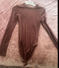 Brown Ribbed Long Sleeve Bodysuit