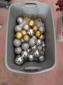 Silver and Gold Christmas Ball Ornaments Lot