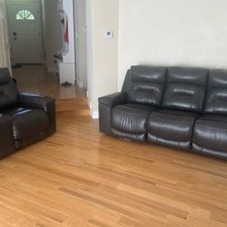 Set Of 3 Leather Power Reclining Sofas