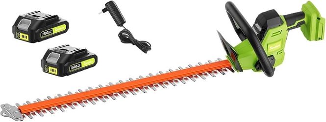 SUNCHERS 20V Max Hedge Trimmer Cordless, 22 Inch Tree Trimmer with 2 Batteries and Charger
