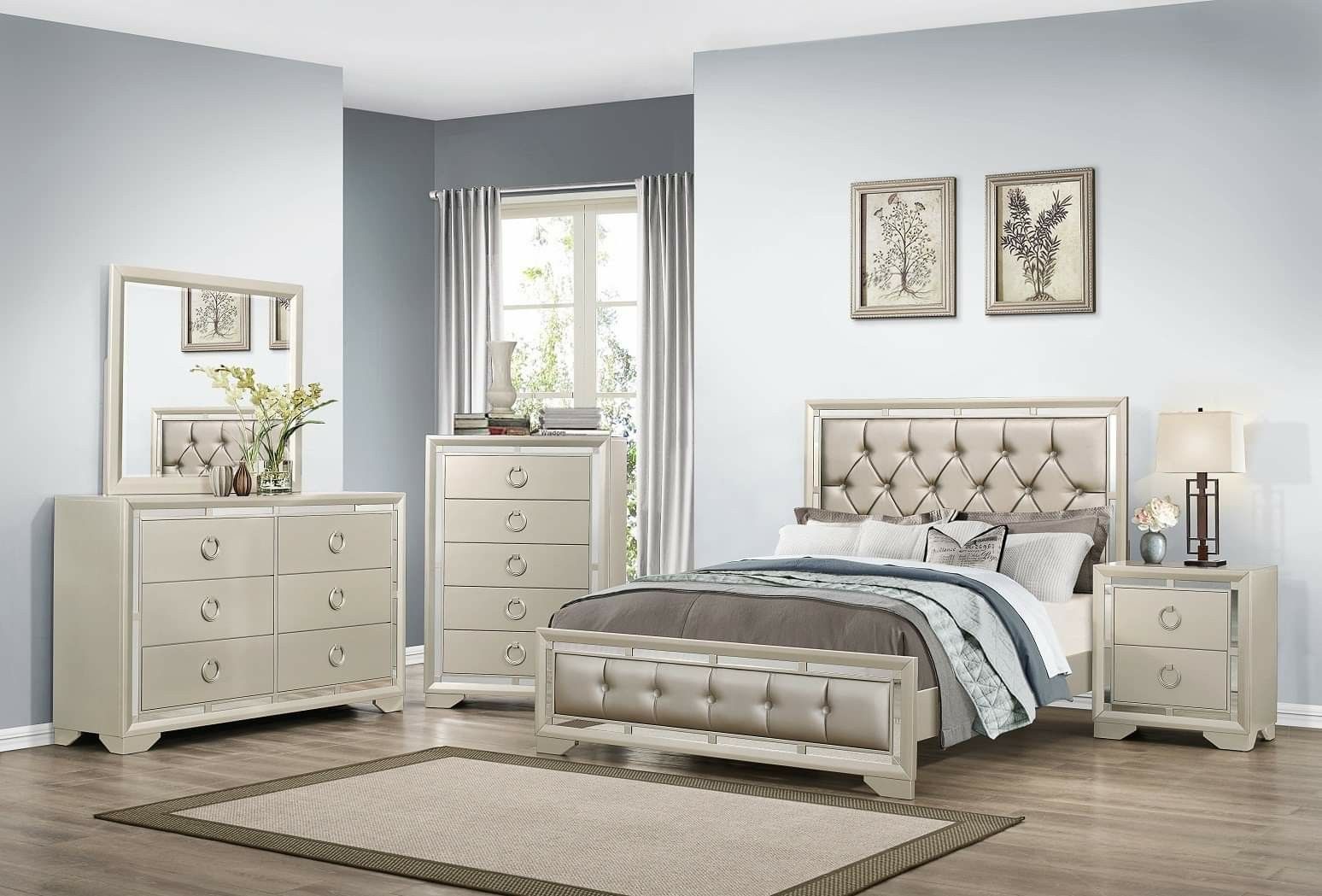BEAUTIFUL NEW JASMINE QUEEN BED, DRESSER, MIRROR AND NIGHT STAND SET ON SALE ONLY $799. KING SET $899. NO CREDIT CHECK FINANCING!