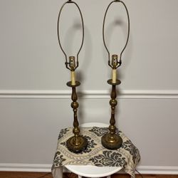 Antique Brass And Marble Table Lamps