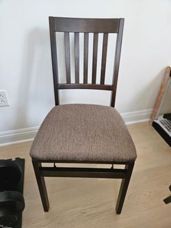 Dark Wood Dining Chair with Upholstered Seat set of 2