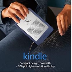 Amazon Kindle - The lightest and most compact Kindle, with extended battery life, adjustable front light, and 16 GB storage - Denim