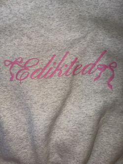 Edikted Gray Sweatshirt with Pink Logo