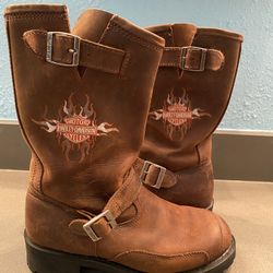 Men’s Brown Leather Harley Davidson Boots Size 9.5