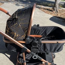 Blahoo Baby Stroller for Newborn, 2 in1 High Landscape Stroller, Foldable Aluminum Alloy Pushchair with Adjustable Backrest.Adjustable Awning