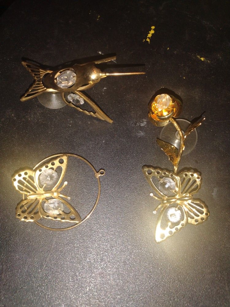 Handmade 24K gold plated art/ornament hand decorated with Swarovski crystals