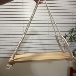 Macrame Wooden Wall Hanging Shelf