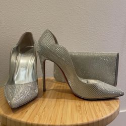 Christian Louboutin Silver Stiletto Heels