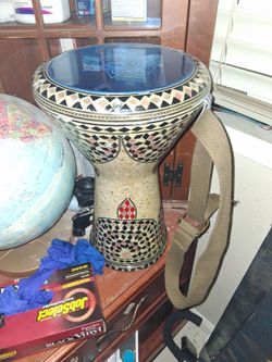 Mosaic Inlay Darbuka Doumbek Drum with Strap