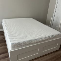 Queen Size Bed Frame With Drawer And Mattress $280