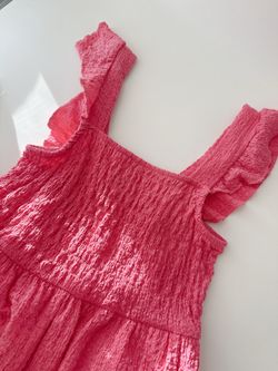 ZARA Girls Fuchsia Crinkle Jumpsuit Size 13/14 Ruffle Straps