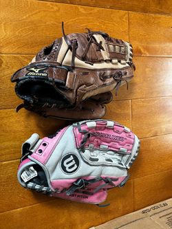 Wilson & Mizuno softball gloves