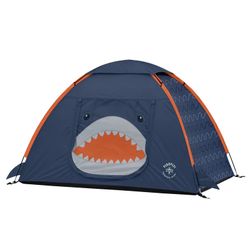 Firefly! Outdoor Gear Finn the Shark 2-Person Kid's Camping Tent - Navy/Orange/Gray Color, One Room