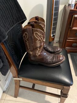 Brown Caiman Leather Cowboy Boots