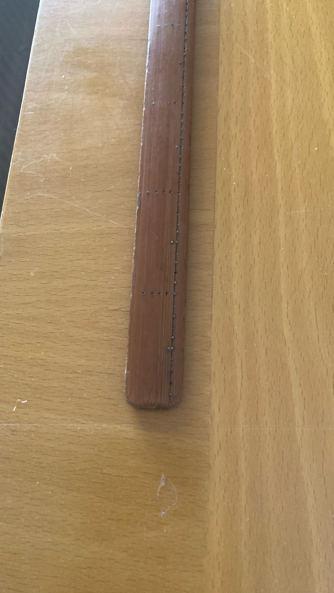 Antique bamboo carved silver star-shaped bamboo ruler with leather that is mature, warm and shiny. The bamboo is fine, with a natural luster on the su