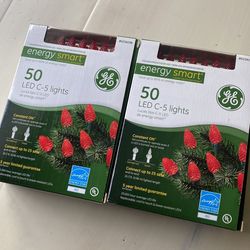 Christmas Lights 50 C5 Red LED New In Box Set Of 2