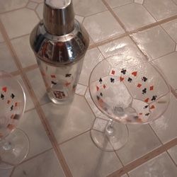 Cocktail Drink Set, Playing Card Design, New, Etc