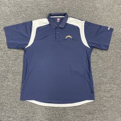 NFL Los Angeles Chargers Football Blue White Stitched Bolt Logo Polo Shirt ~ XL