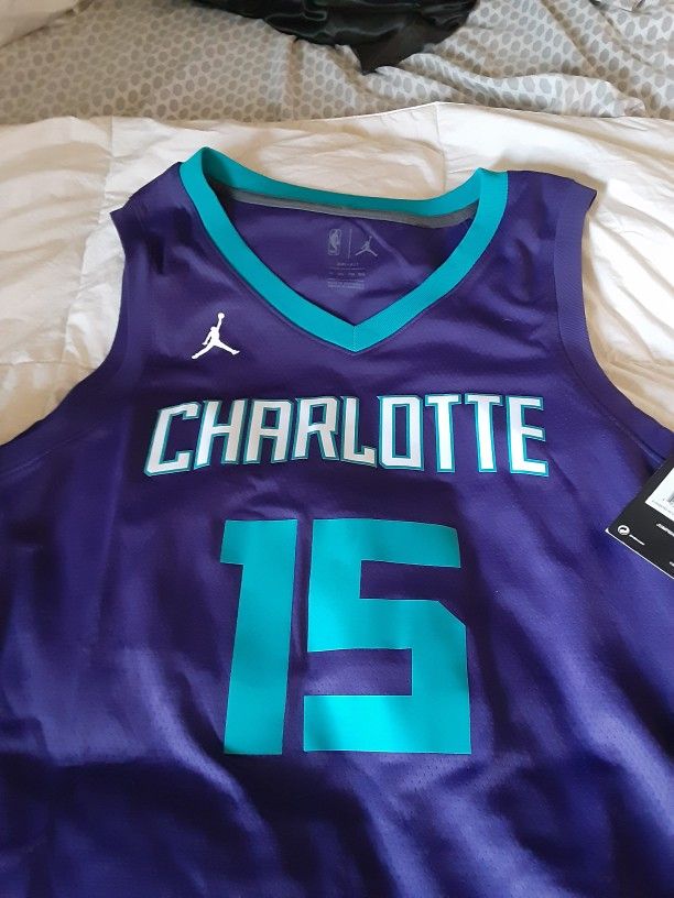 NWT AUTHENTIC Kemba Wallace Hornets Basketball Jersey Size XXL Purple/teal
