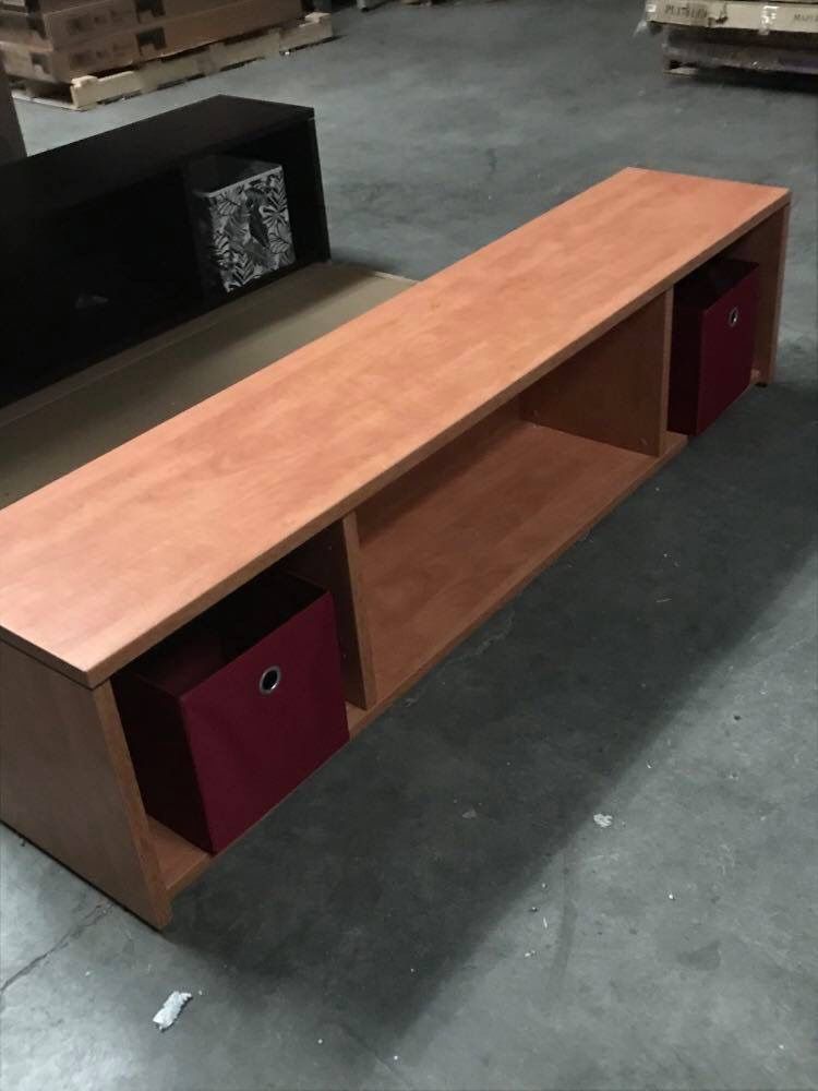 Oak finish storage bench