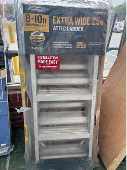 Werner Aluminum Folding Attic Ladder 8-10 ft 375 lb Capacity