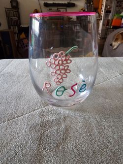 Rosé Stemless Wine Glass with Grape Design