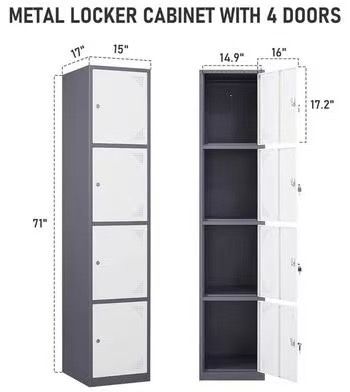 😀 Metal Storage Lockers, 4 Door Large Locker for Employees, School, Gym, Home Office Storage Cabinet with Keys