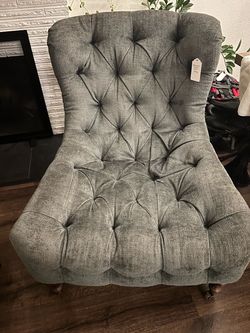 Gray Tufted Accent Chair with Caster Legs