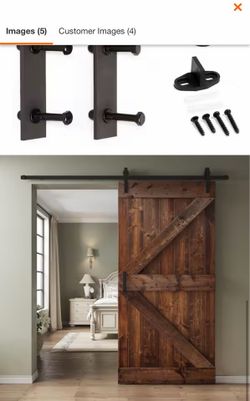 NEW 42” x 84” Dark Walnut Knotty Pine Sliding Barn Door w/ Hardware Kit