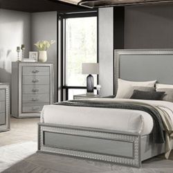 Brand New Grey 4pc Queen Bedroom Set (Available In Eastern King)