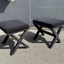 Set of 2 Black Accent Stools