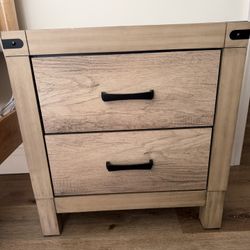 Rustic Wood Nightstand – 2 Drawer Bedside Table