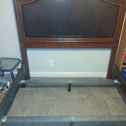 Queen Bed & Free Box Spring – Sturdy, No Damage, $49 OBO (Headboard Needs Reupholstering)