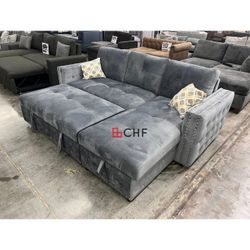 sectional sofa with storage chaise and pull out sofa bed 
