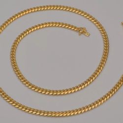Cuban link chain 14k solid gold yellow necklace 24 inch