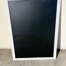  Chalkboard 35in X 46In. Black, Magnetic, With White Finished Wood Frame   Magnetic 