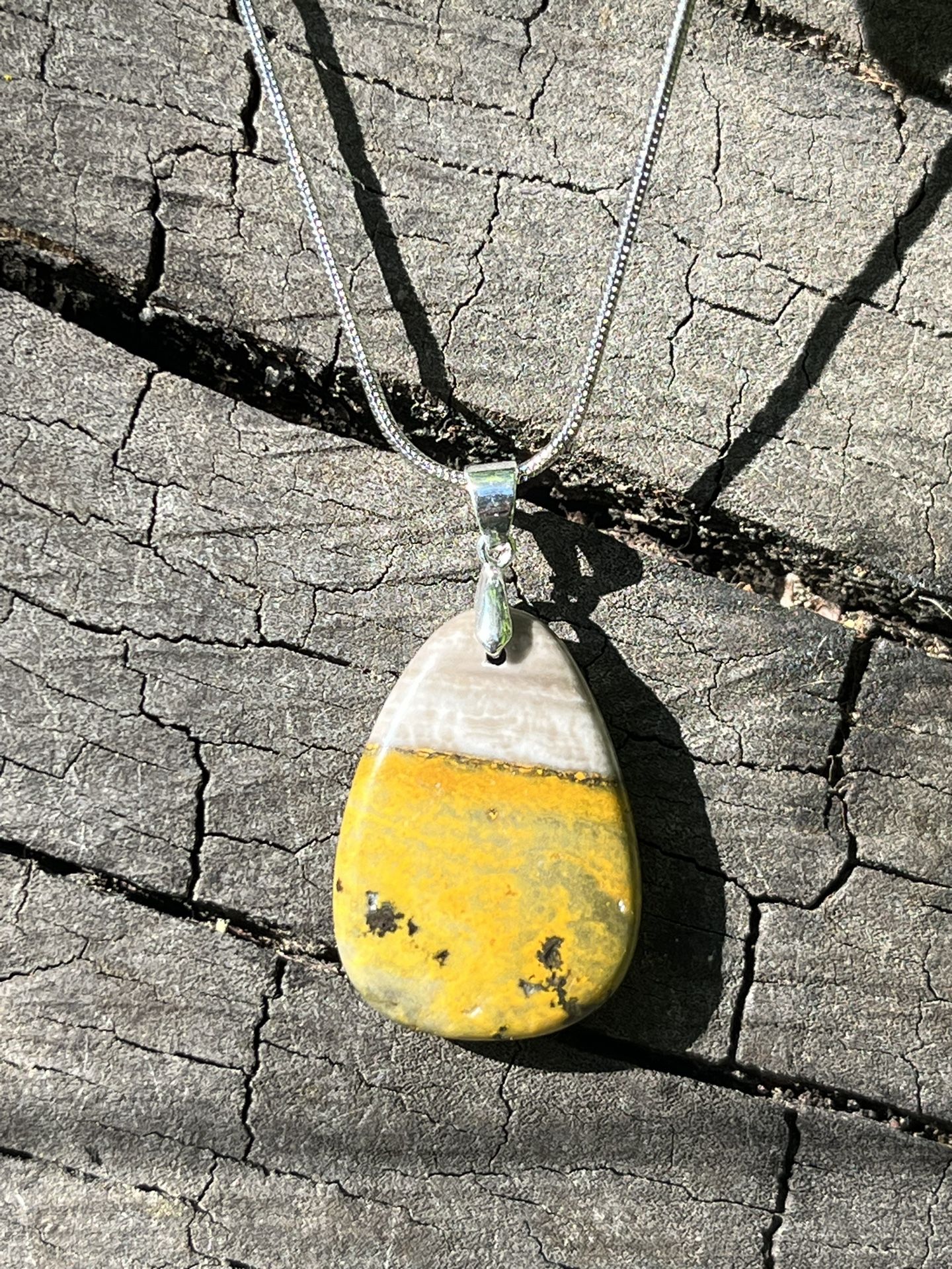 Sterling Silver Bumble Bee Jasper Pendant 