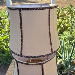 Two Lampshade’s Home & Garden Tan Brown Polka dot Edges Country Style