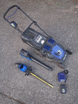 Kobalt 40Volt Lawn Mower Headge Trimmer Leaf Blower Set Excellent Condition. Four pick up fremont sea. No low ball offers please. No trades