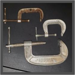 X3 VINTAGE IRON METAL TOOL C-CLAMP LOT SET 3" 2" 1.5"