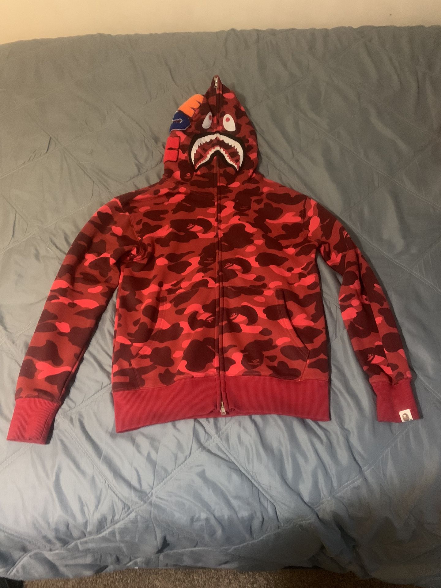 Brand New Red BAPE Hoodie (Size Small) – Authentic, Never Worn